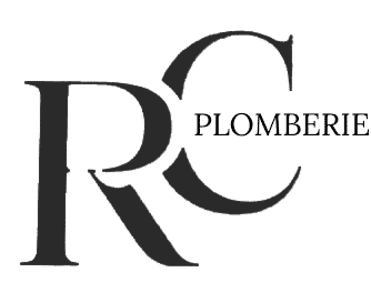 Monogramme sophistiqué RC, lettres R et C grises à serifs entrelacées sur un fond noir uni. Design classique et élégant.